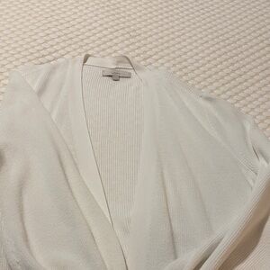 LOFT Cream Open-Front Cardigan